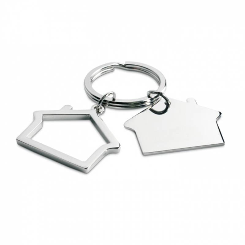 Kovový prívesok na kľúče, tvar dom, strieborná Kovový prívesok na kľúče, tvar dom, strieborná